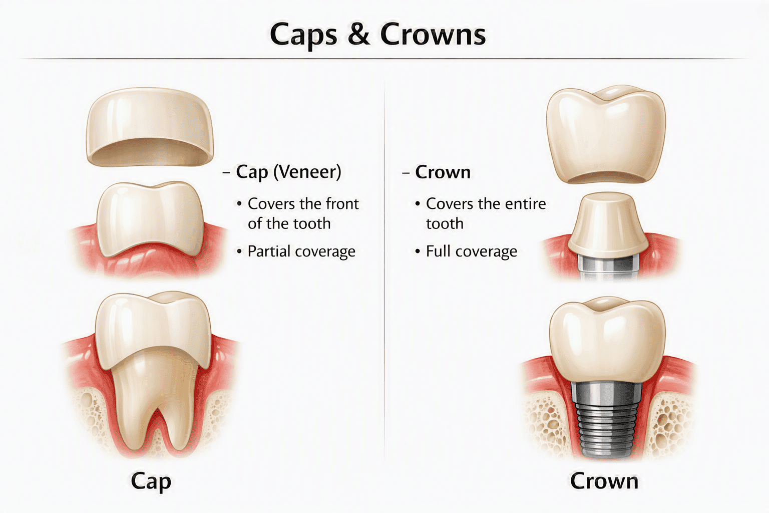 Caps and crowns